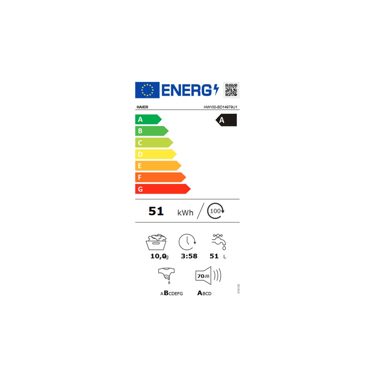 LAVADORA HAIER HW100BD14979U1 DE 60CM 10KG 1400RPM