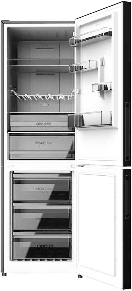 Frigorífico Cecotec Bolero CoolMarket Combi 250 en acero inoxidable 2 puertas D. 250 L, alto 181 cm y ancho 55 cm, bajo consumo, sistema multiflujo de aire, Total No Frost y 2 cajones