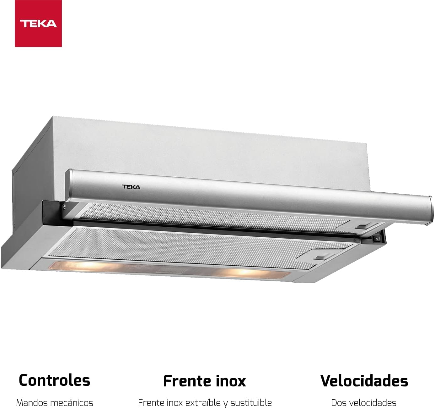 Teka TL 6310 - Campana Extractora Telescópica o Extraplana 60 cm, Doble Turbina 2 Velocidades, Color Acero Inoxidable
