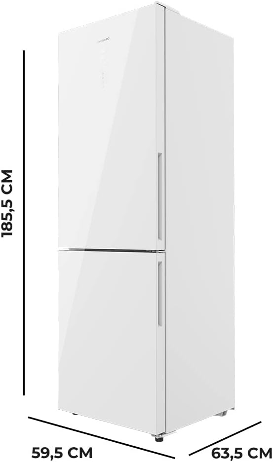 Frigorífico Cecotec Bolero CoolMarket Combi 250 en acero inoxidable 2 puertas D. 250 L, alto 181 cm y ancho 55 cm, bajo consumo, sistema multiflujo de aire, Total No Frost y 2 cajones