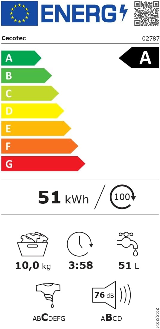 Cecotec Lavadora y Secadora 10 kg carga frontal Bolero DressCode 10800 Inverter Steel A 1400 rpm, 16 programas, clase A, motor inverter plus, vapor SteamMax, lavado inteligente y detección de carga [Clase energética A]