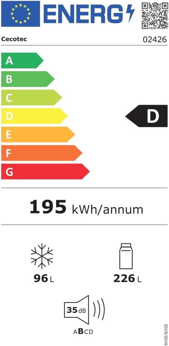 Frigorífico Cecotec Bolero CoolMarket Combi 250 en acero inoxidable 2 puertas D. 250 L, alto 181 cm y ancho 55 cm, bajo consumo, sistema multiflujo de aire, Total No Frost y 2 cajones