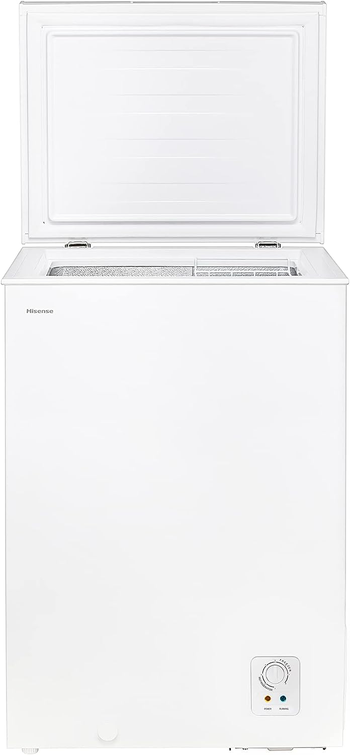 Hisense FT184D4AWF - Congélateur coffre horizontal, panier avec poignée, double fonction convertible en mode réfrigérateur, capacité nette 142 L, silencieux 38 dBA, blanc