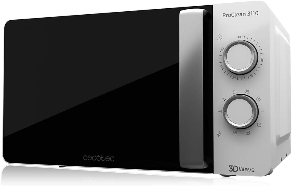 Micro-ondes Cecotec ProClean 3010. 700 W, capacité 20 L, revêtement Ready2Clean, technologie 3DWave, mode décongélation, 6 niveaux de puissance, minuterie 30 min