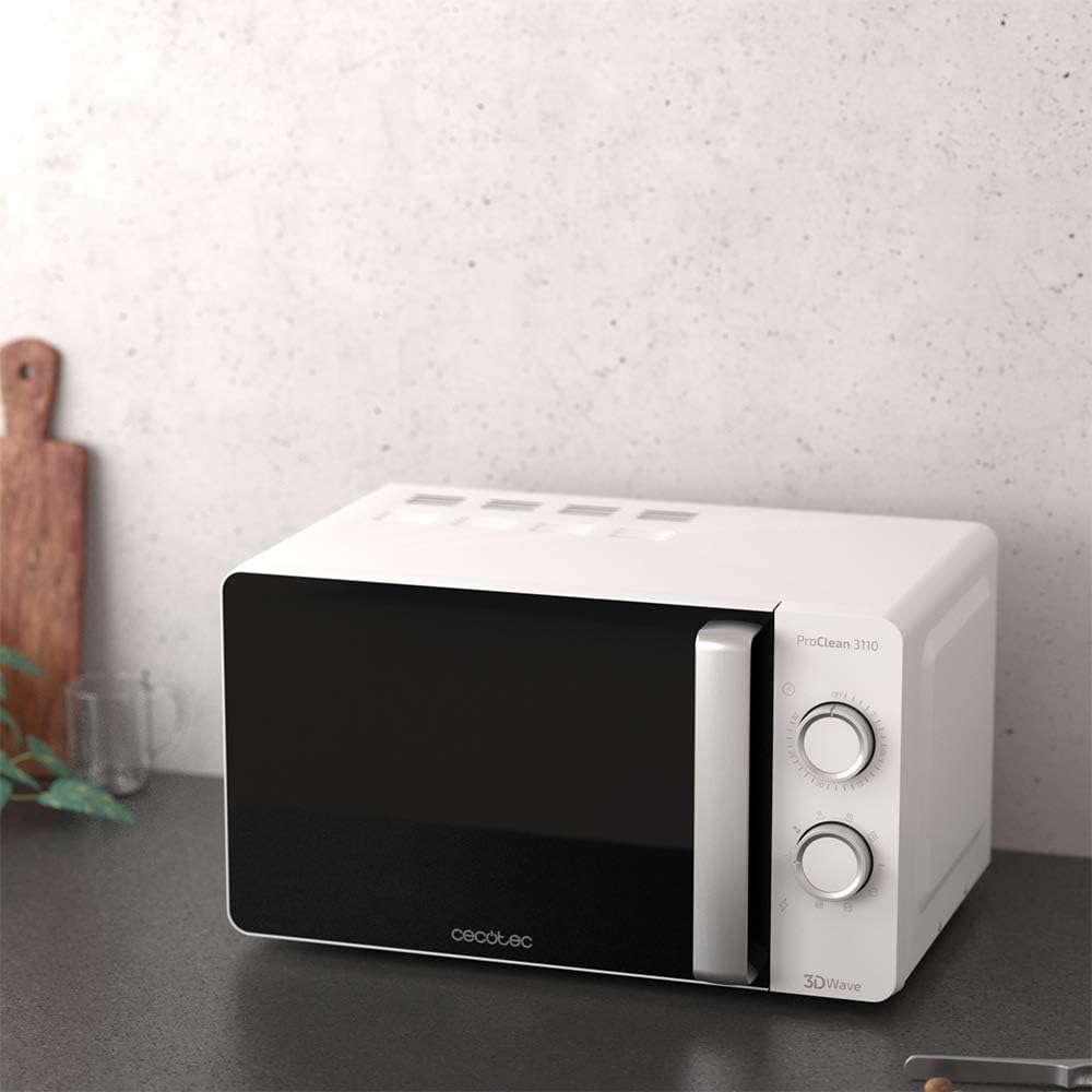 Micro-ondes Cecotec ProClean 3010. 700 W, capacité 20 L, revêtement Ready2Clean, technologie 3DWave, mode décongélation, 6 niveaux de puissance, minuterie 30 min