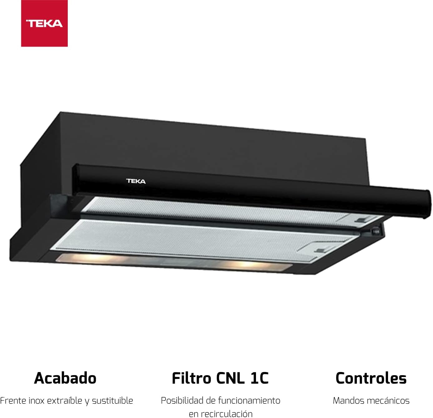 Teka TL 6310 - Campana Extractora Telescópica o Extraplana 60 cm, Doble Turbina 2 Velocidades, Color Acero Inoxidable