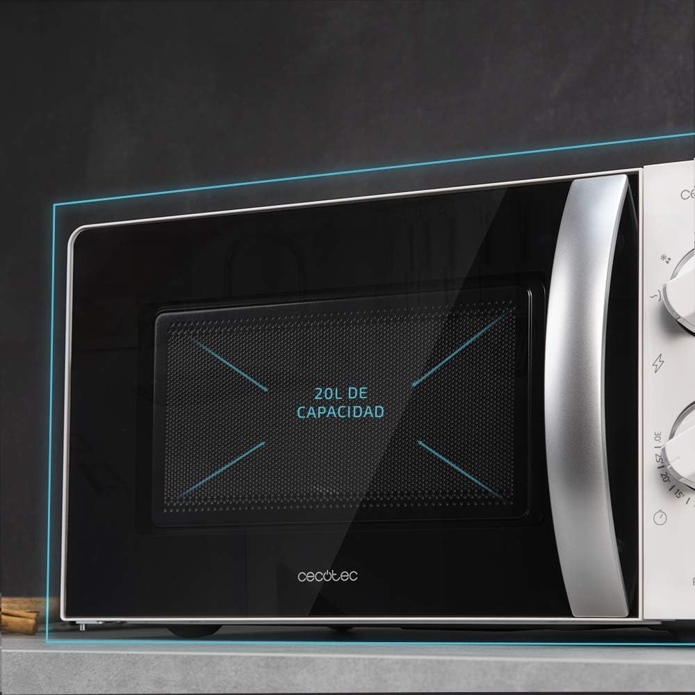 Micro-ondes Cecotec ProClean 3010. 700 W, capacité 20 L, revêtement Ready2Clean, technologie 3DWave, mode décongélation, 6 niveaux de puissance, minuterie 30 min