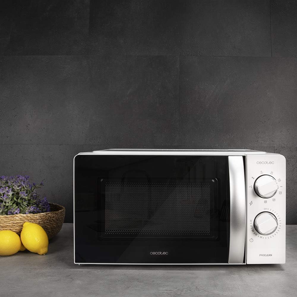 Micro-ondes Cecotec ProClean 3010. 700 W, capacité 20 L, revêtement Ready2Clean, technologie 3DWave, mode décongélation, 6 niveaux de puissance, minuterie 30 min