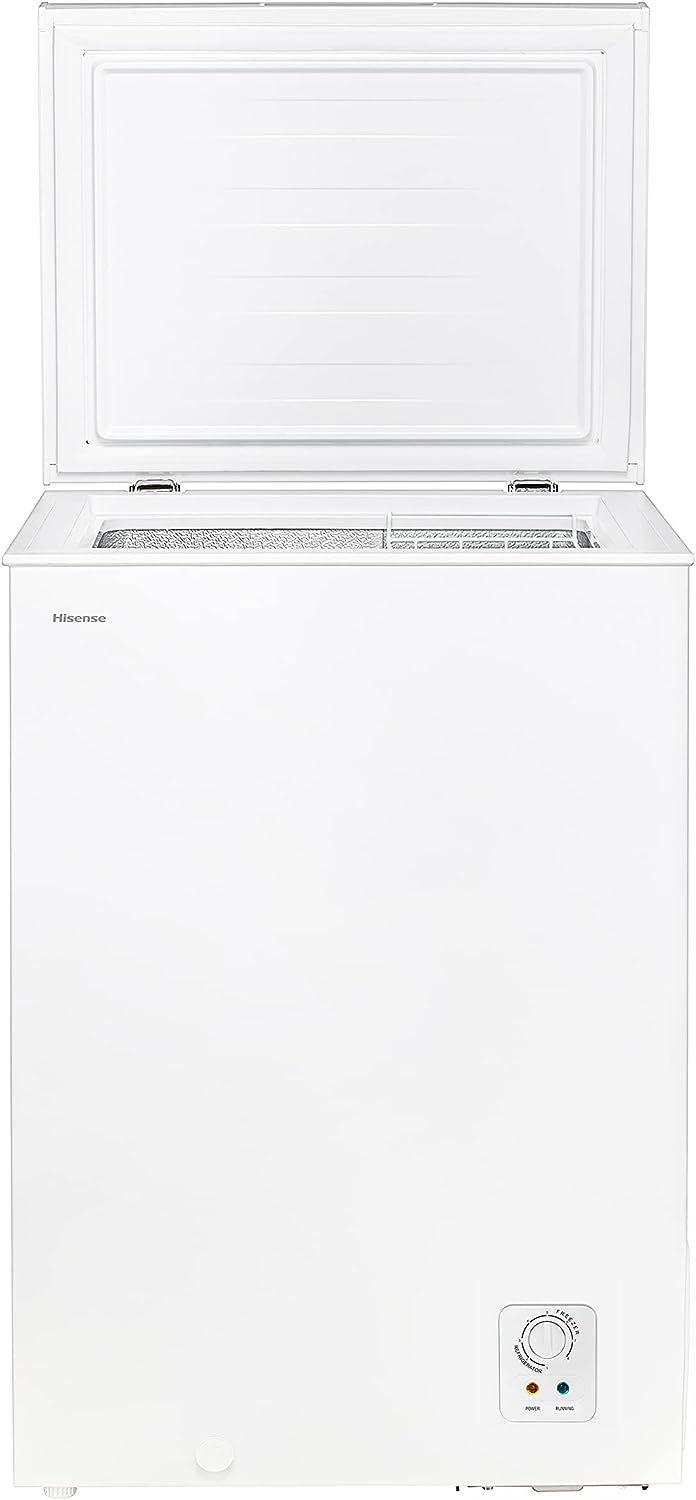 Hisense FT184D4AWF - Congélateur coffre horizontal, panier avec poignée, double fonction convertible en mode réfrigérateur, capacité nette 142 L, silencieux 38 dBA, blanc