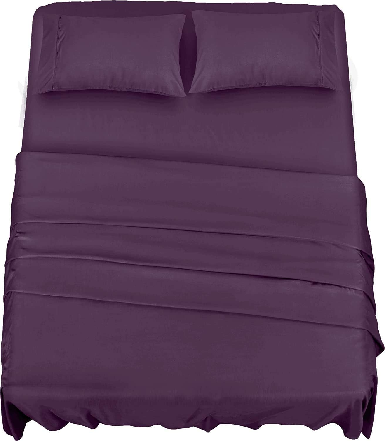 Utopia Literie Parure de Lit - Microfibre Brossée - Draps et Taies d'oreiller (Lit 150, Gris)