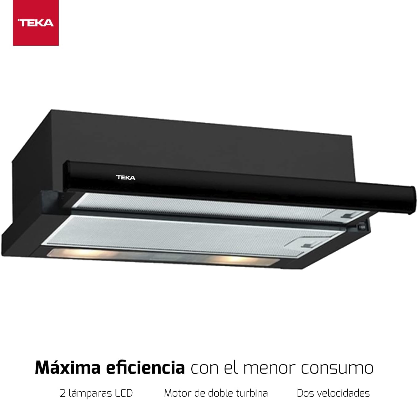 Teka TL 6310 - Campana Extractora Telescópica o Extraplana 60 cm, Doble Turbina 2 Velocidades, Color Acero Inoxidable
