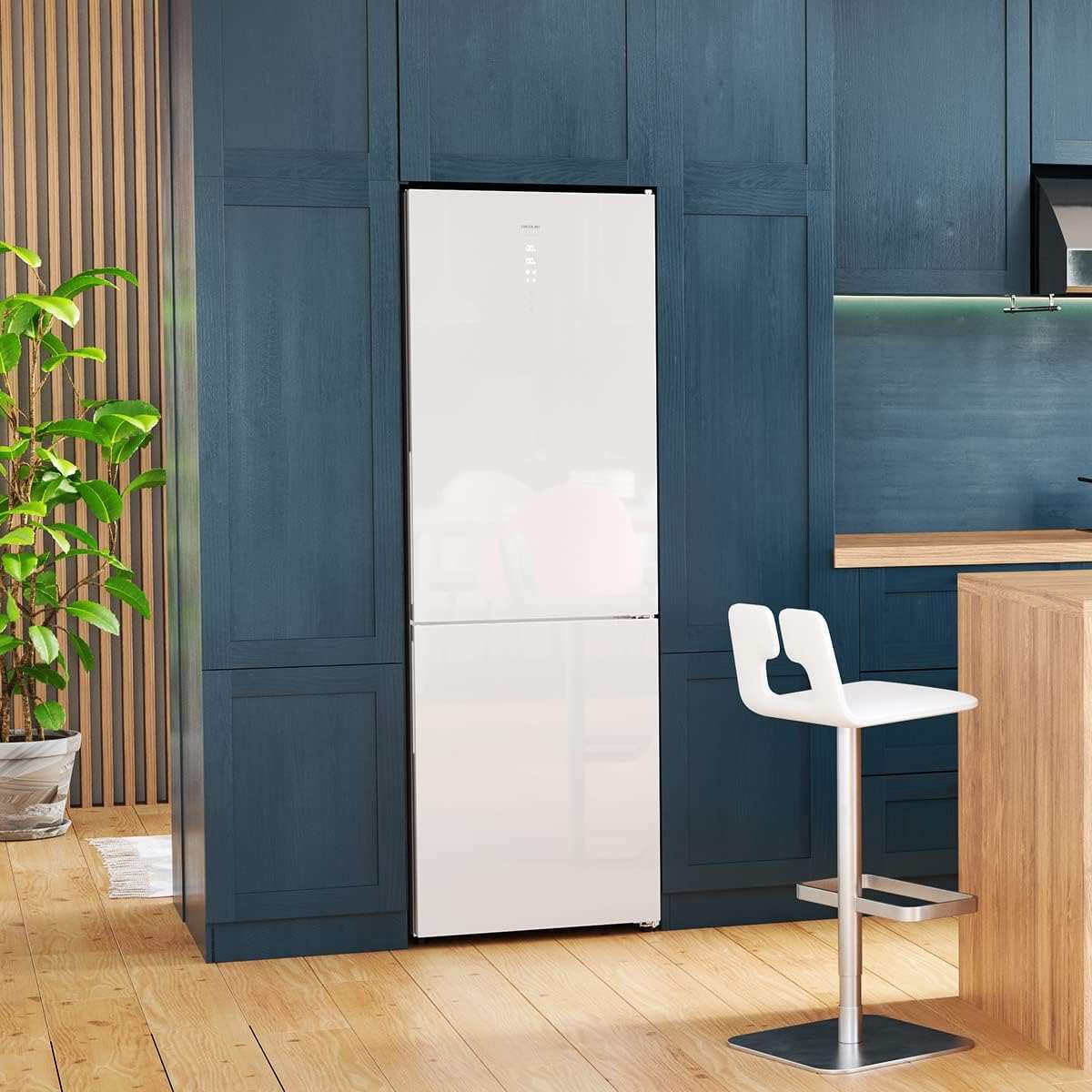 Frigorífico Cecotec Bolero CoolMarket Combi 250 en acero inoxidable 2 puertas D. 250 L, alto 181 cm y ancho 55 cm, bajo consumo, sistema multiflujo de aire, Total No Frost y 2 cajones