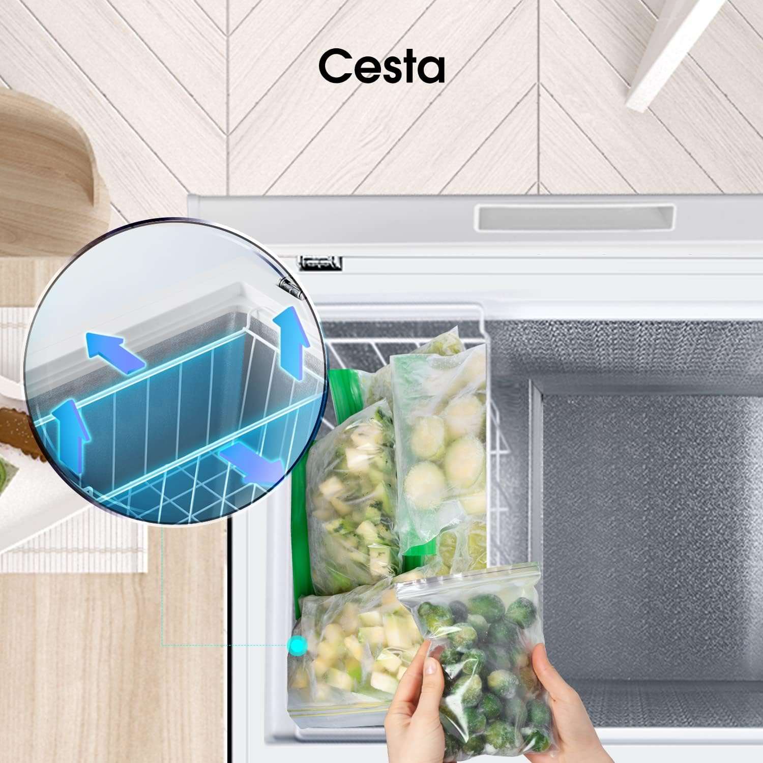 Hisense FT184D4AWF - Congélateur coffre horizontal, panier avec poignée, double fonction convertible en mode réfrigérateur, capacité nette 142 L, silencieux 38 dBA, blanc