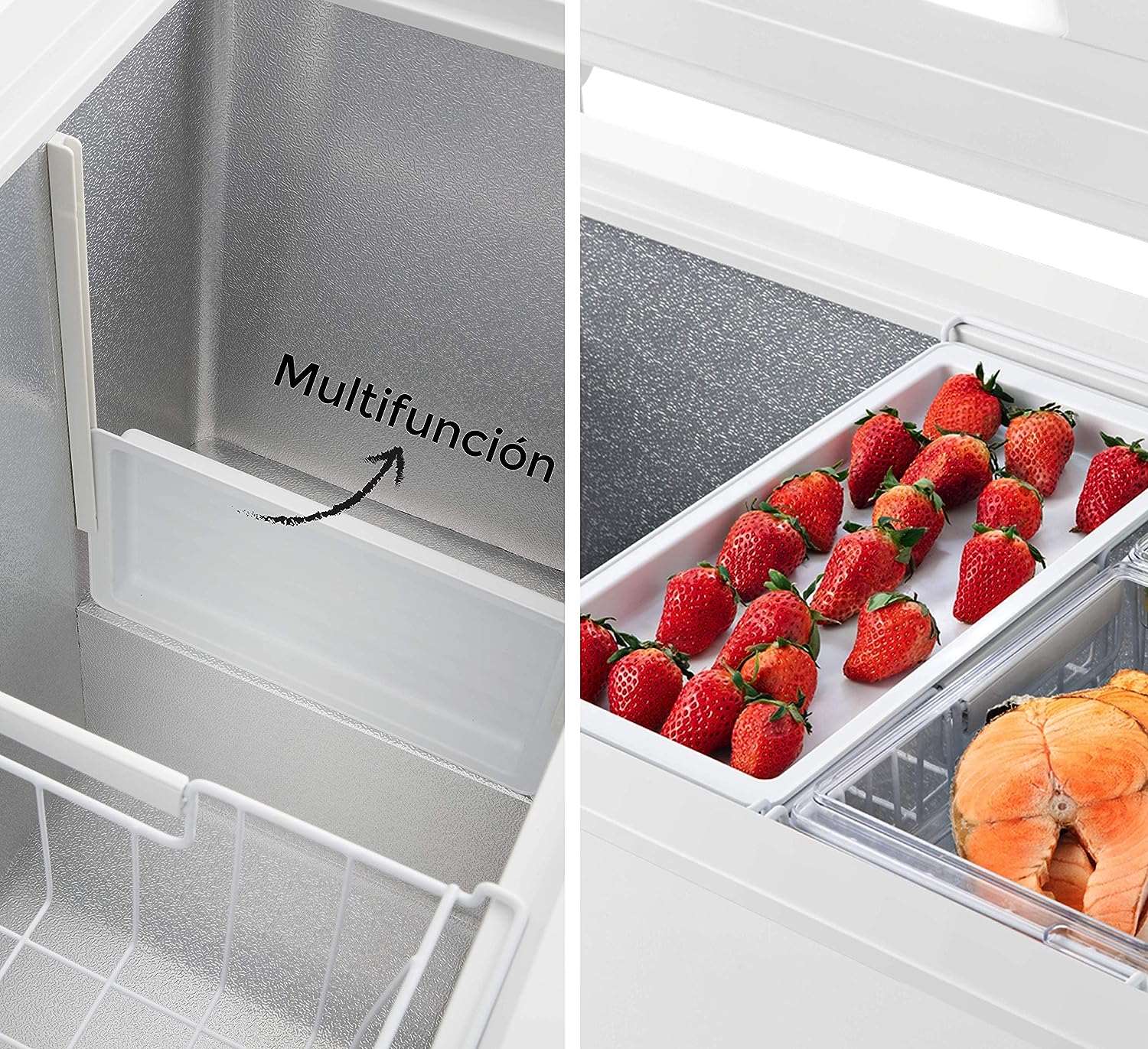 Hisense FT184D4AWF - Congélateur coffre horizontal, panier avec poignée, double fonction convertible en mode réfrigérateur, capacité nette 142 L, silencieux 38 dBA, blanc