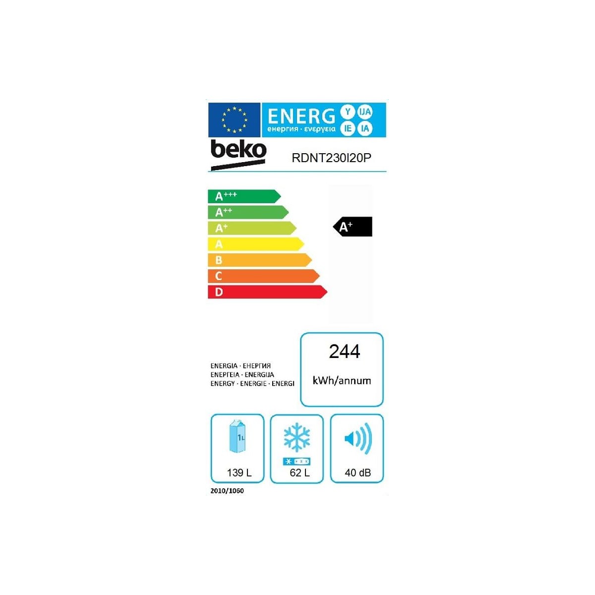 FRIGORIFICO BEKO RDNT230I20P DE 145CM INOX