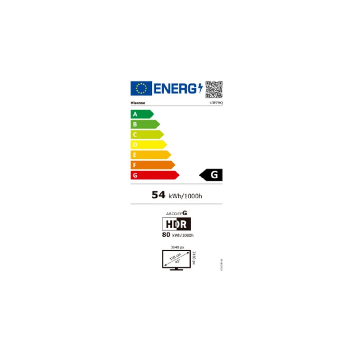 TELEVISOR HISENSE 43E78HQ DE 43" SMART TV LED FULL HD